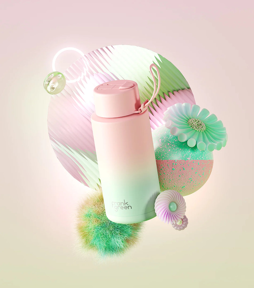Frank Green | Ceramic Lined Reusable Bottle 34oz with Straw - Gradient Blushed/Mint Gelato | Shut the Front Door