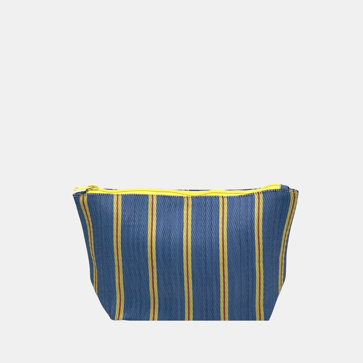 Recycled Nylon Pouch - Cornflower/Dijon Stripe