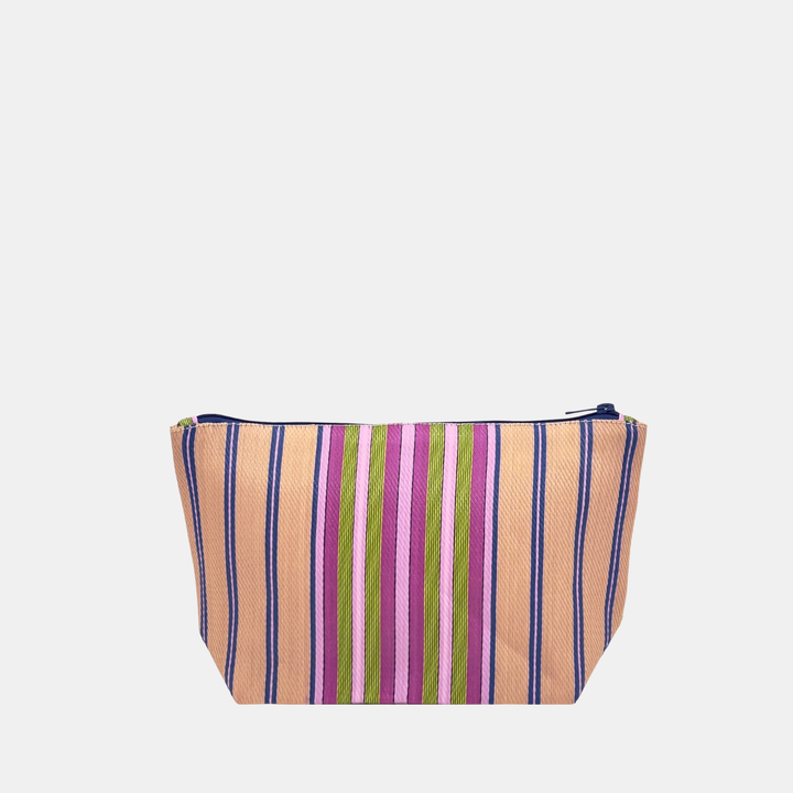 Recycled Nylon Pouch - Peony/Pistachio Stripe