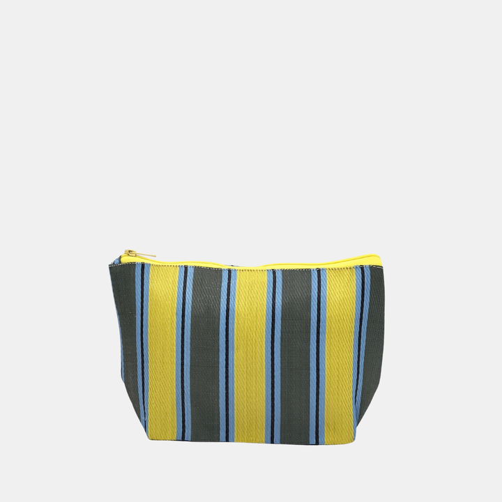 Recycled Nylon Pouch - Moss/Daffodil Stripe