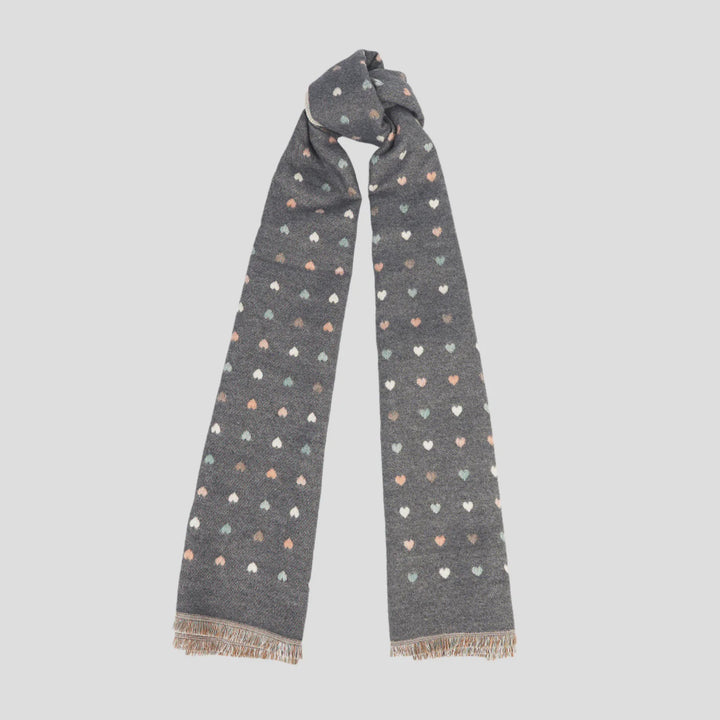 Antigone | Hearts Double Sided Scarf - Grey | Shut the Front Door