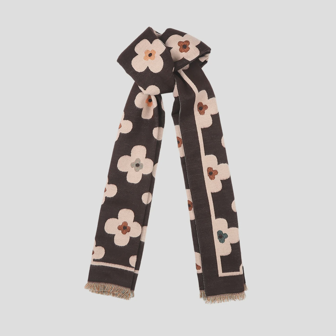 Antigone | Floral Double Sided Scarf - Coffee | Shut the Front Door