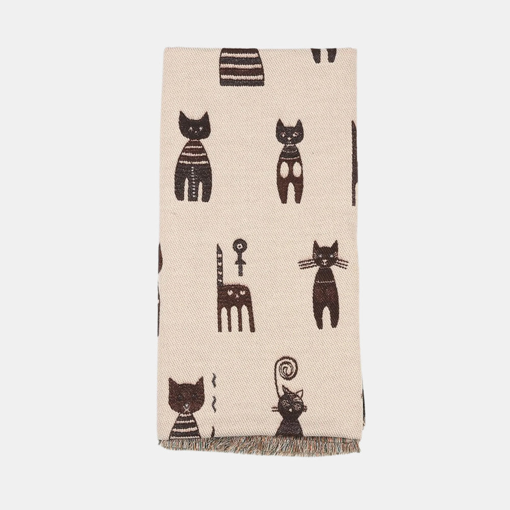Antigone | Cats Double Sided Scarf - Coffee | Shut the Front Door