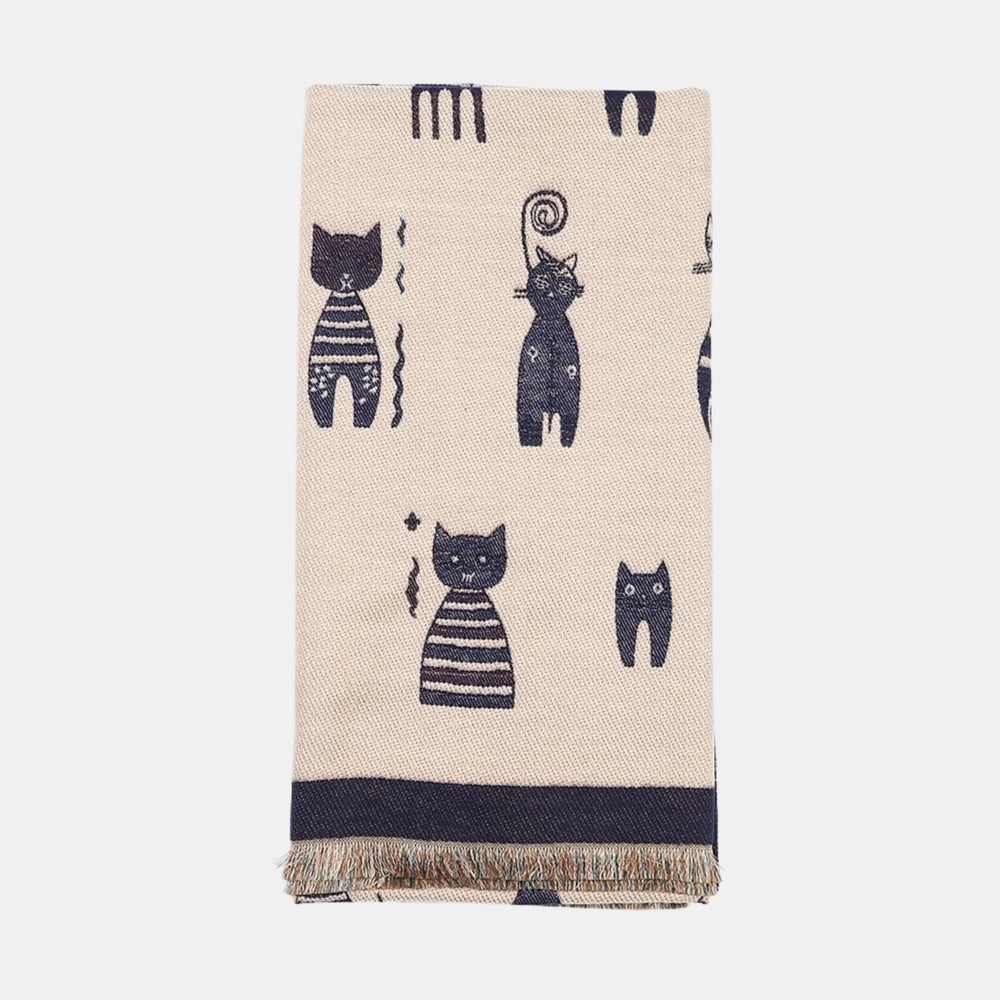 Antigone | Cats Double Sided Scarf - Navy Blue | Shut the Front Door