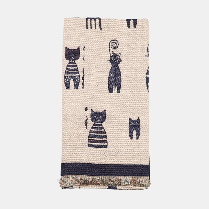 Antigone | Cats Double Sided Scarf - Navy Blue | Shut the Front Door