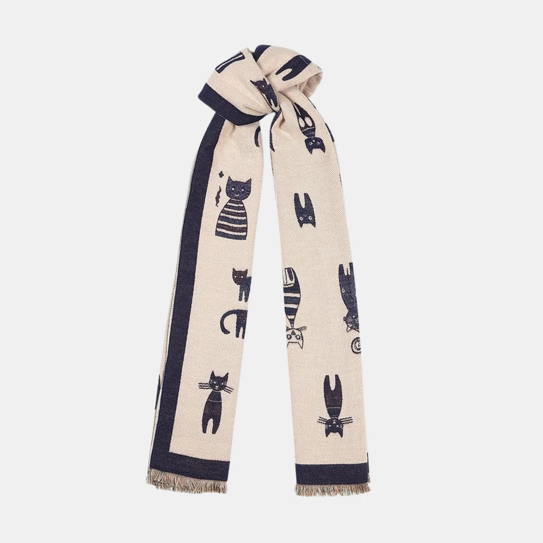 Antigone | Cats Double Sided Scarf - Navy Blue | Shut the Front Door