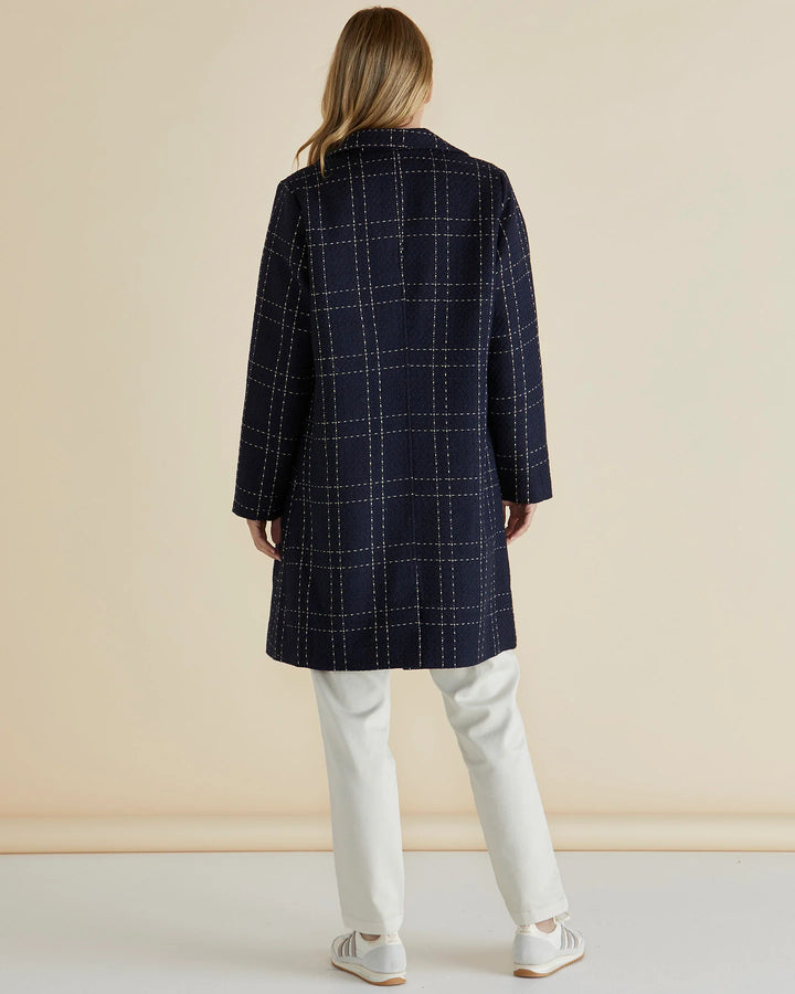 Betty Basics | Genevieve Coat - Gold/Navy Check | Shut the Front Door
