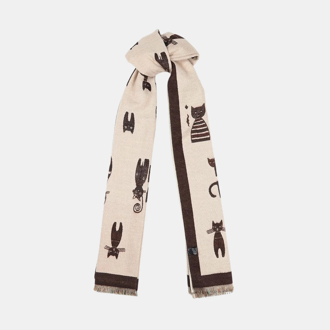 Antigone | Cats Double Sided Scarf - Coffee | Shut the Front Door