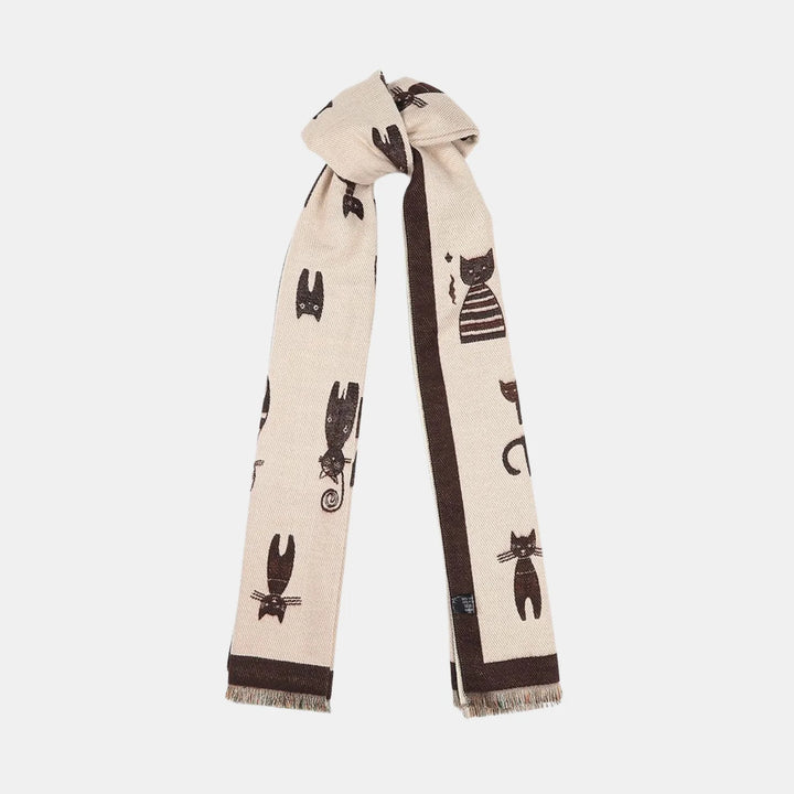 Antigone | Cats Double Sided Scarf - Coffee | Shut the Front Door