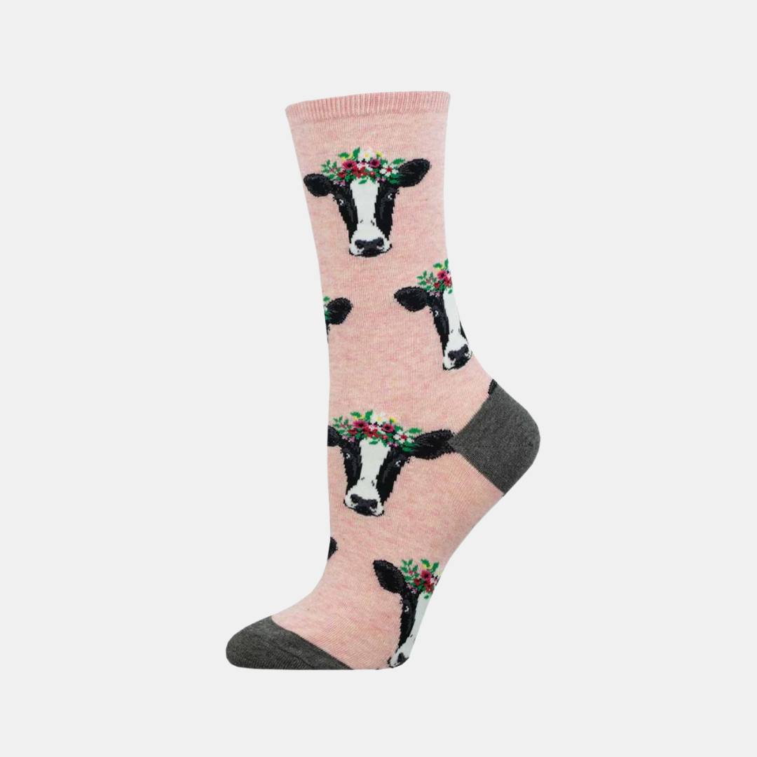 Socksmith | Women's Socks Wow Cow - Pink Heather | Shut the Front Door