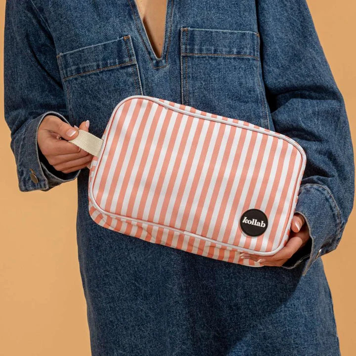 Kollab | Holiday Travel Bag - Coral Stripe | Shut the Front Door