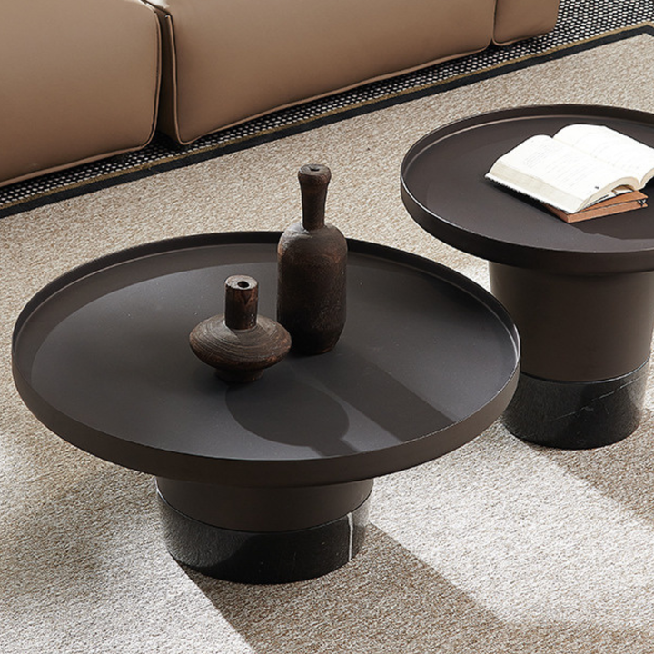 Garcia | Metal Coffee Table with Stone Base Espresso - Large | Shut the Front Door