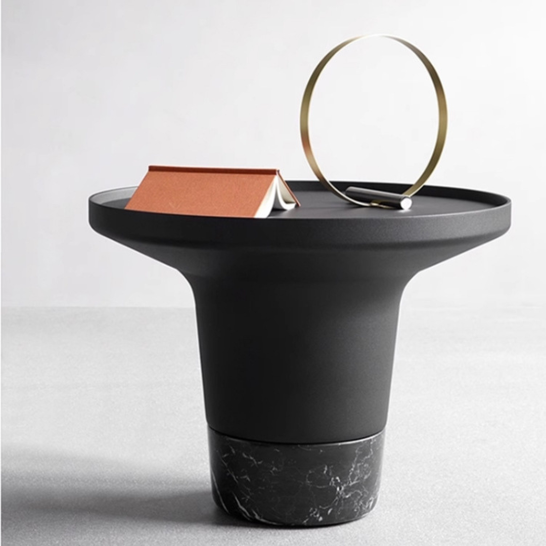 Garcia | Metal Coffee Table with Stone Base Black - small | Shut the Front Door