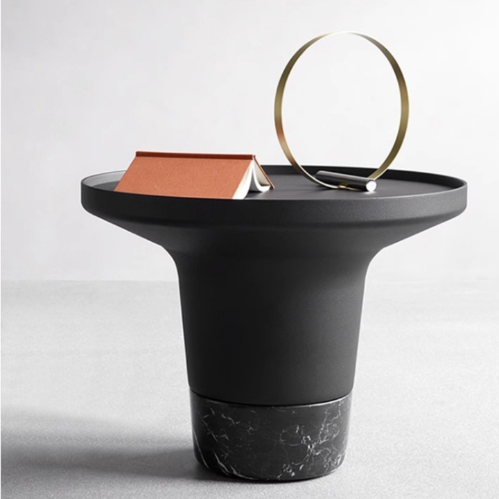 Garcia | Metal Coffee Table with Stone Base Black - small | Shut the Front Door