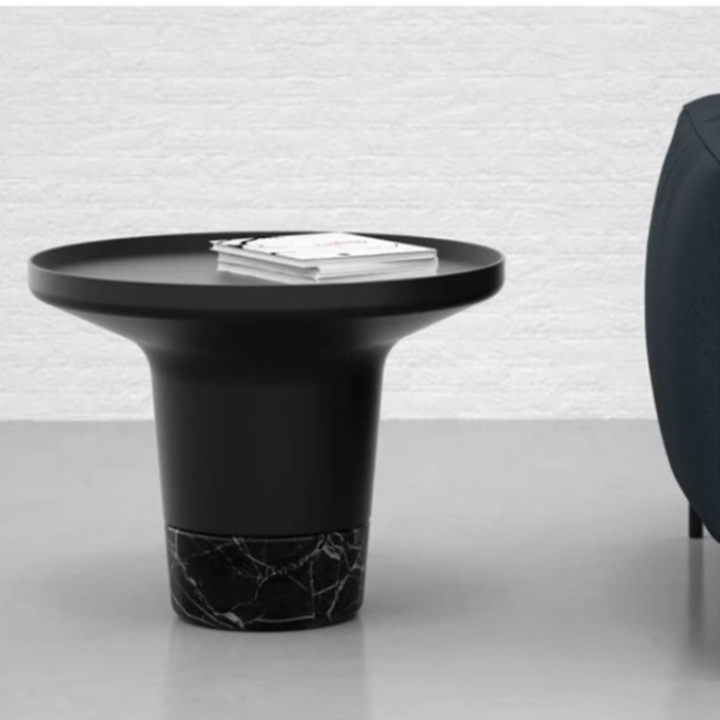 Garcia | Metal Coffee Table with Stone Base Black - small | Shut the Front Door