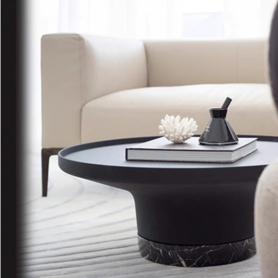 Garcia | Metal Coffee Table with Stone Base Black - Large | Shut the Front Door