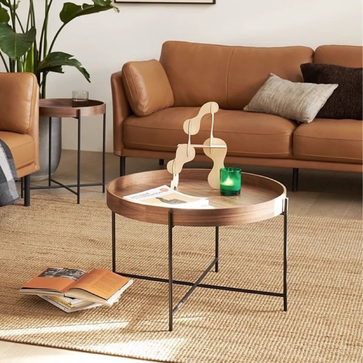 Garcia | Coffee Table Metal Round Tray Black/Walnut - Large | Shut the Front Door