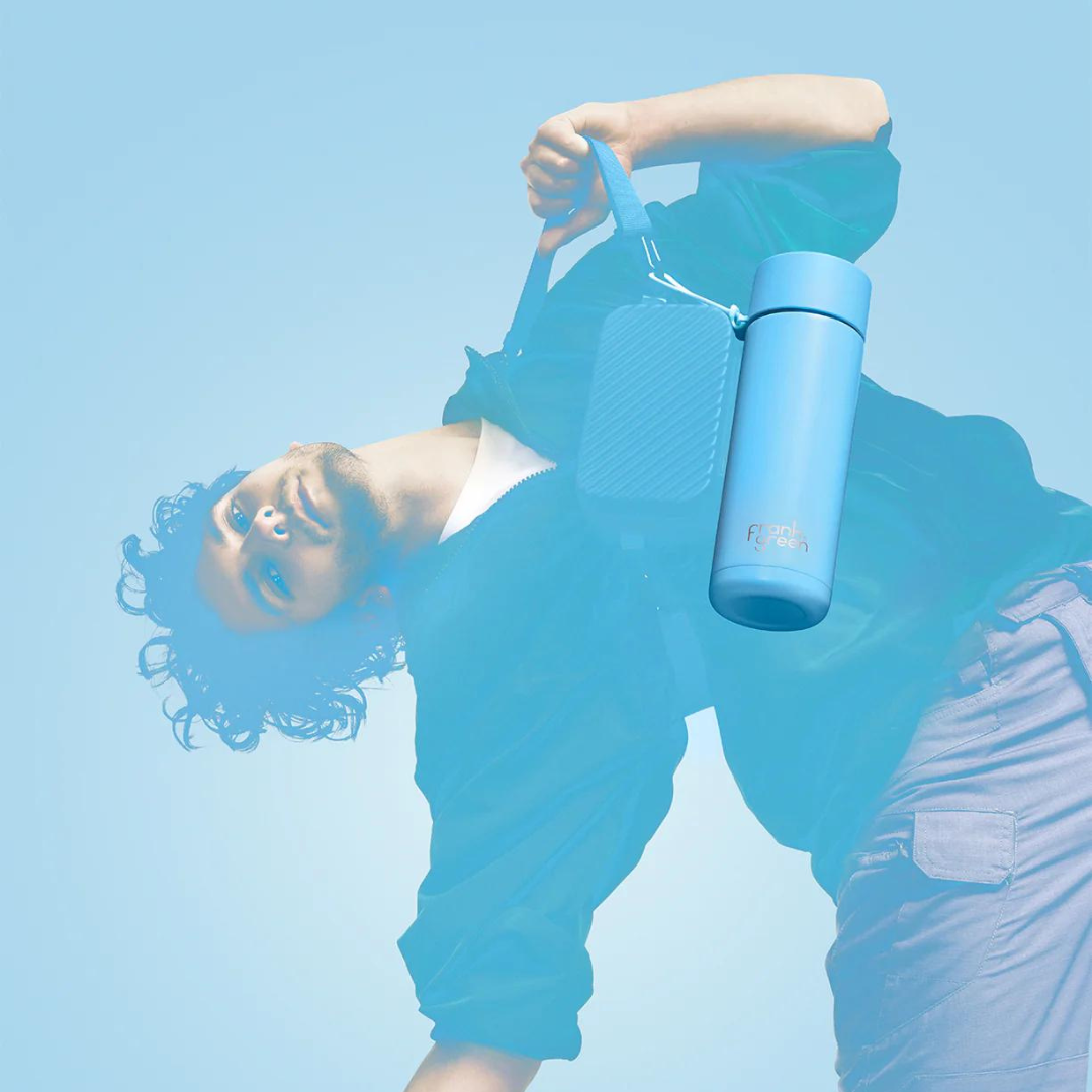 Frank Green | Ceramic Lined Reusable Bottle 20oz with Straw - Sky Blue | Shut the Front Door