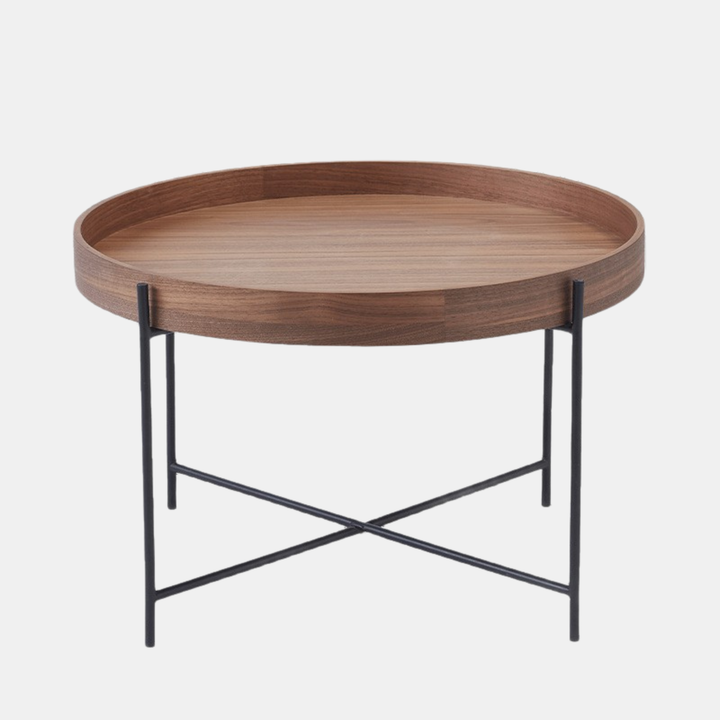 Garcia | Coffee Table Metal Round Tray Black/Walnut - Large | Shut the Front Door
