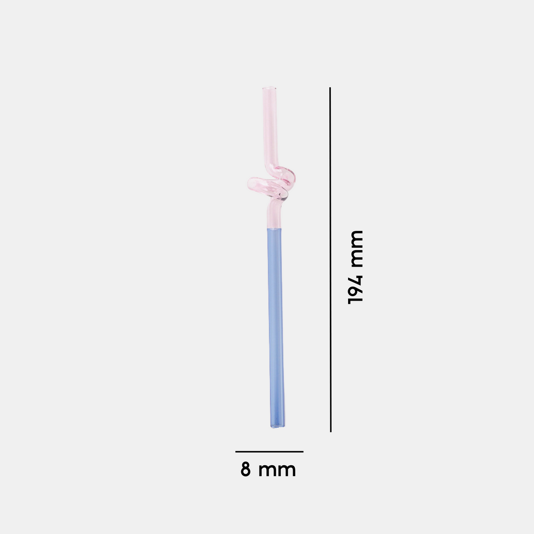 Antigone | Reusable Glass Straw - Curly Pink/Blue | Shut the Front Door