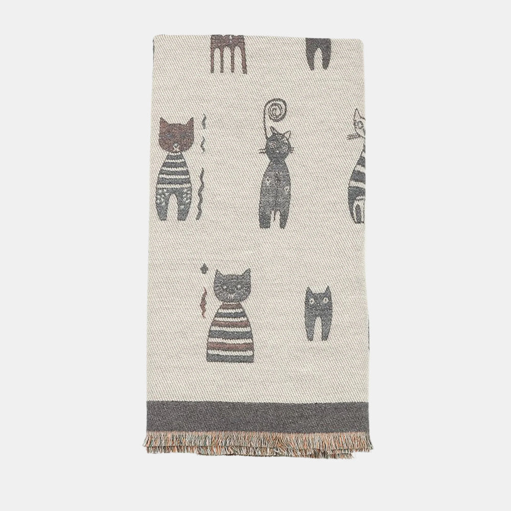 Antigone | Cats Double Sided Scarf - Grey | Shut the Front Door
