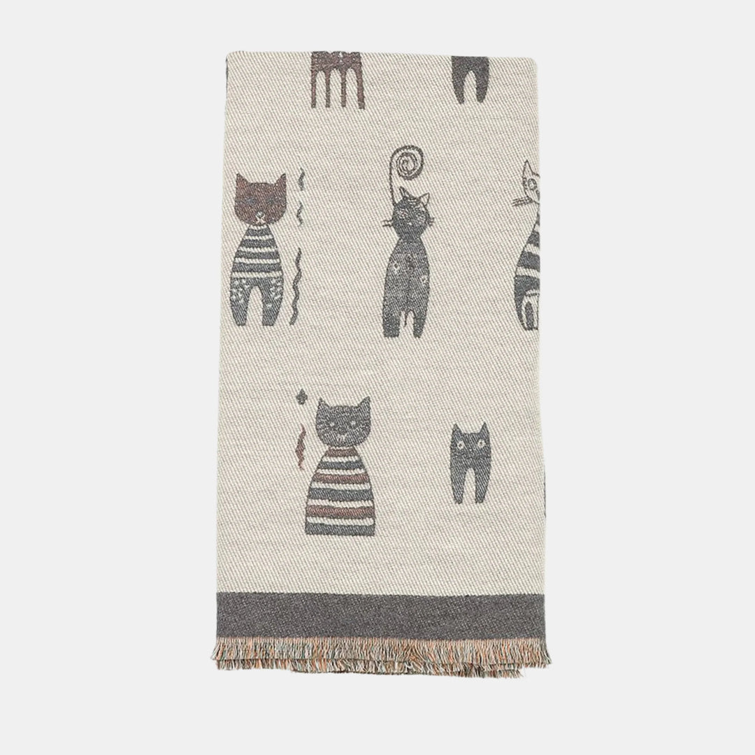 Antigone | Cats Double Sided Scarf - Grey | Shut the Front Door