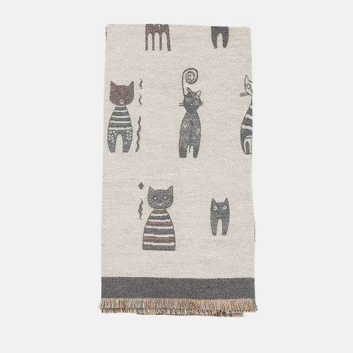 Antigone | Cats Double Sided Scarf - Grey | Shut the Front Door