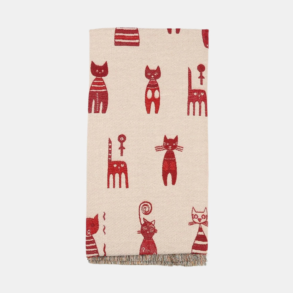 Antigone | Cats Double Sided Scarf - Maroon | Shut the Front Door