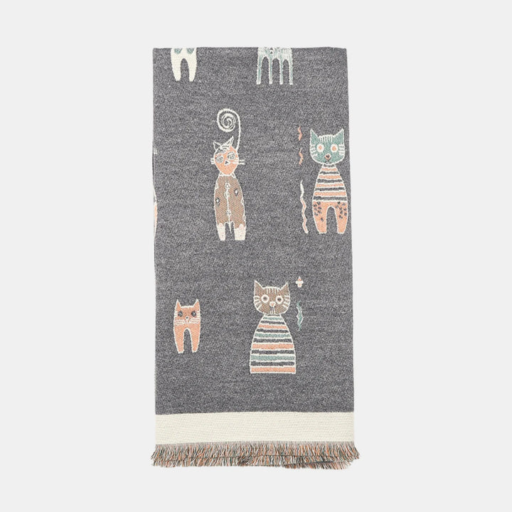 Antigone | Cats Double Sided Scarf - Grey | Shut the Front Door