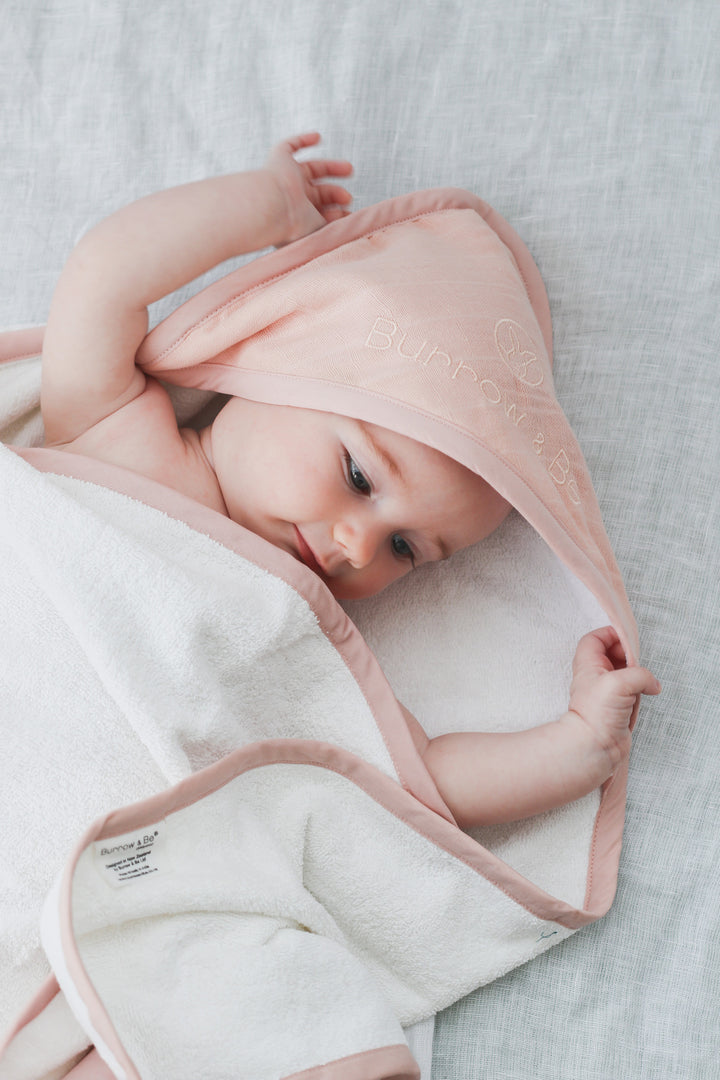 Burrow & Be | Baby Hooded Towel - Blush | Shut the Front Door