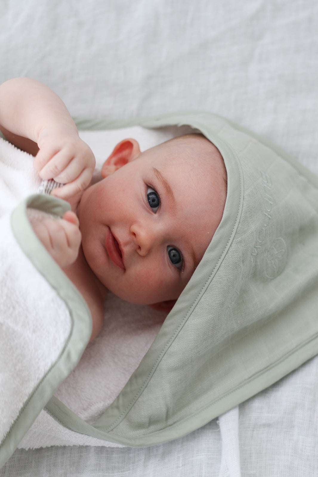 Burrow & Be | Baby Hooded Towel - Sage | Shut the Front Door