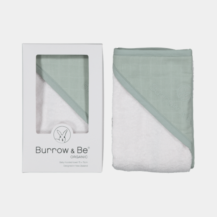 Burrow & Be | Baby Hooded Towel - Sage | Shut the Front Door