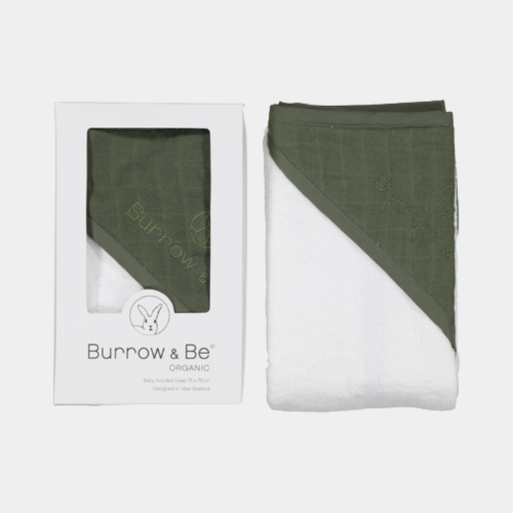 Burrow & Be | Baby Hooded Towel - Olive | Shut the Front Door