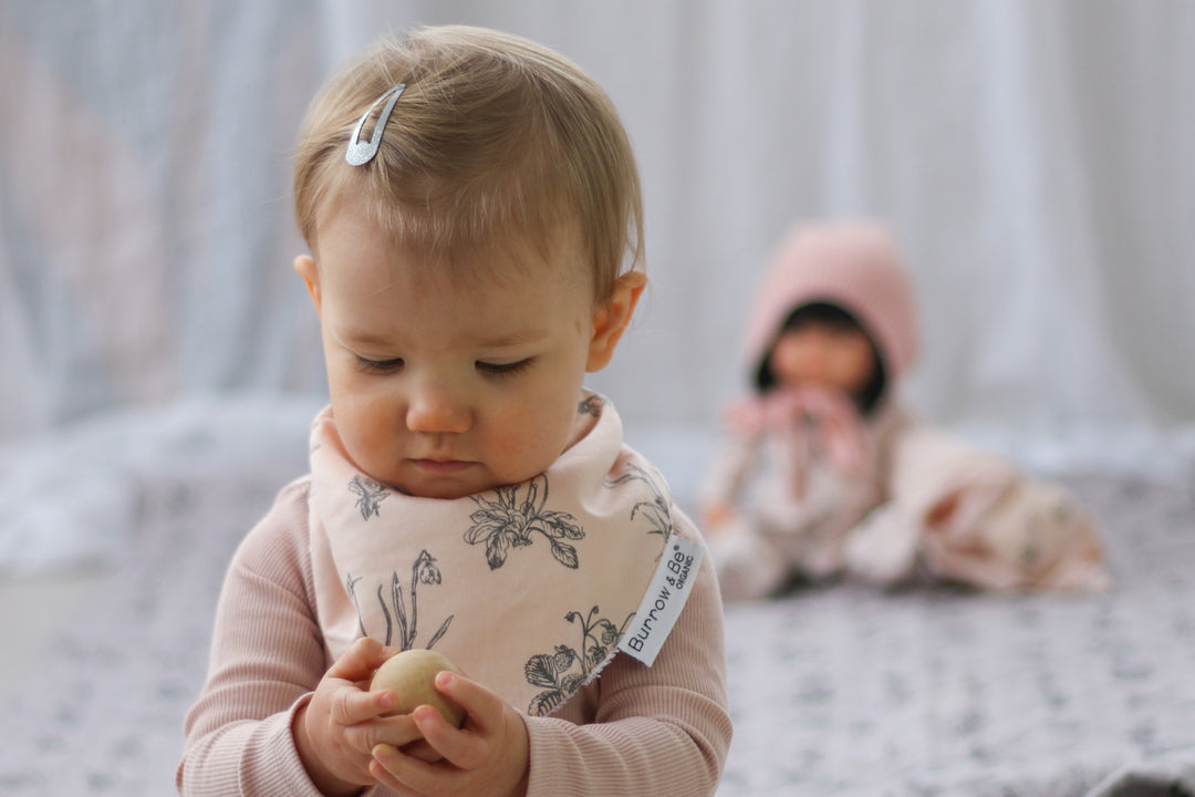 Burrow & Be | Blush Meadow Cotton/Terry Dribble Bib | Shut the Front Door