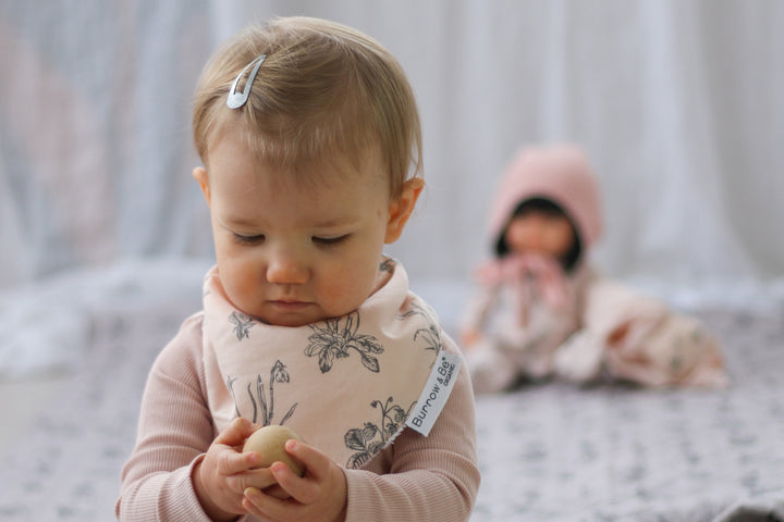 Burrow & Be | Blush Meadow Cotton/Terry Dribble Bib | Shut the Front Door