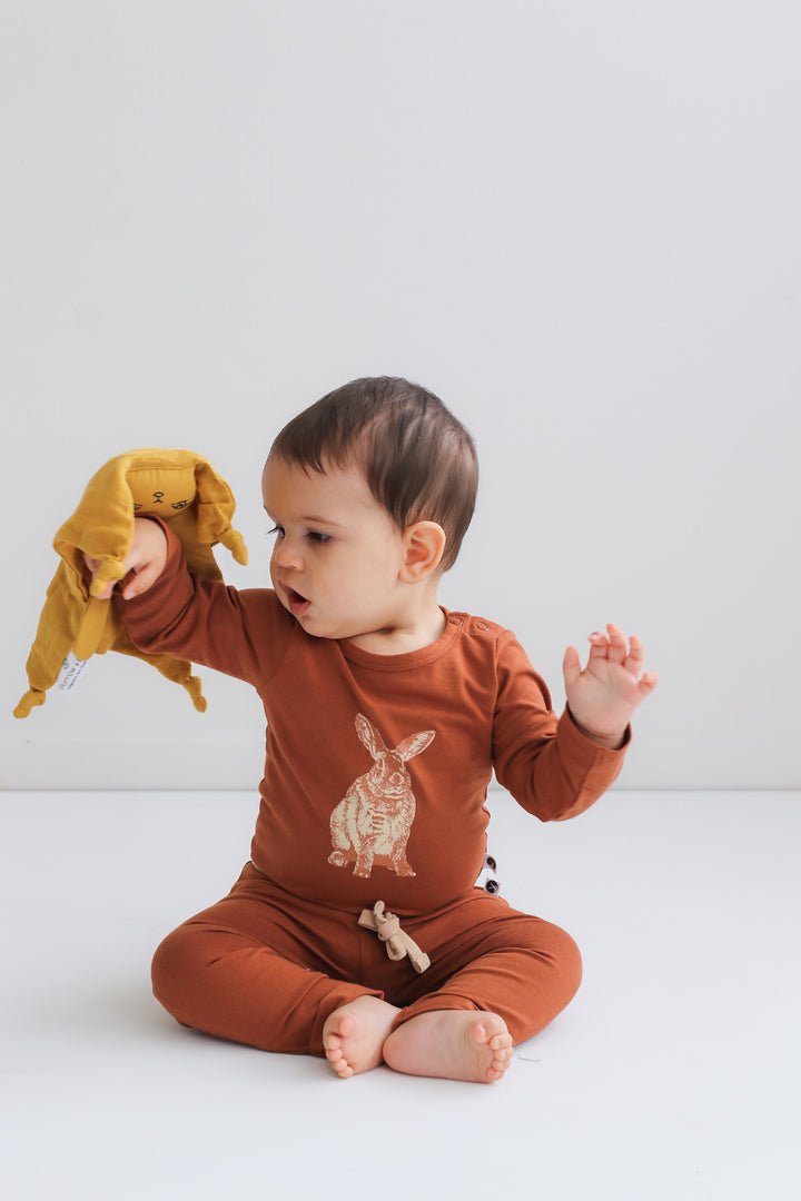 Burrow & Be | Mr Hopkins Long Sleeve Bodysuit - Chestnut 6-12m | Shut the Front Door
