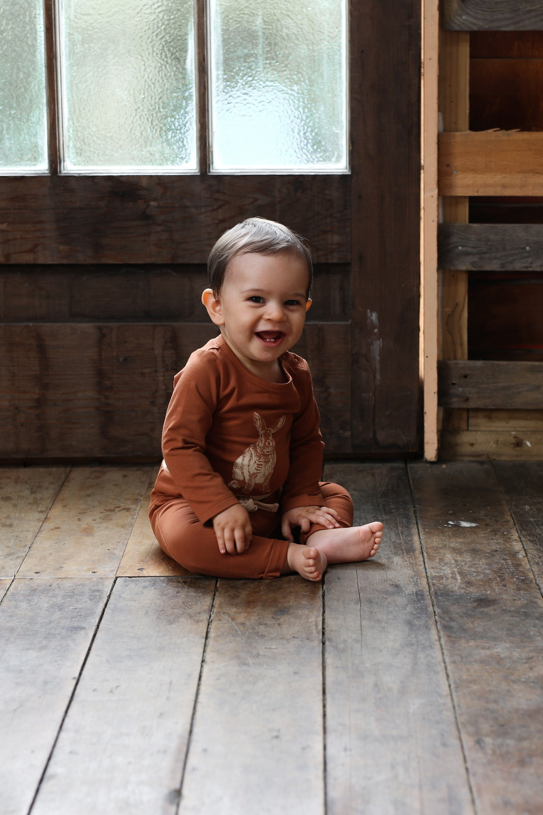 Burrow & Be | Mr Hopkins Long Sleeve Bodysuit - Chestnut 3-6m | Shut the Front Door