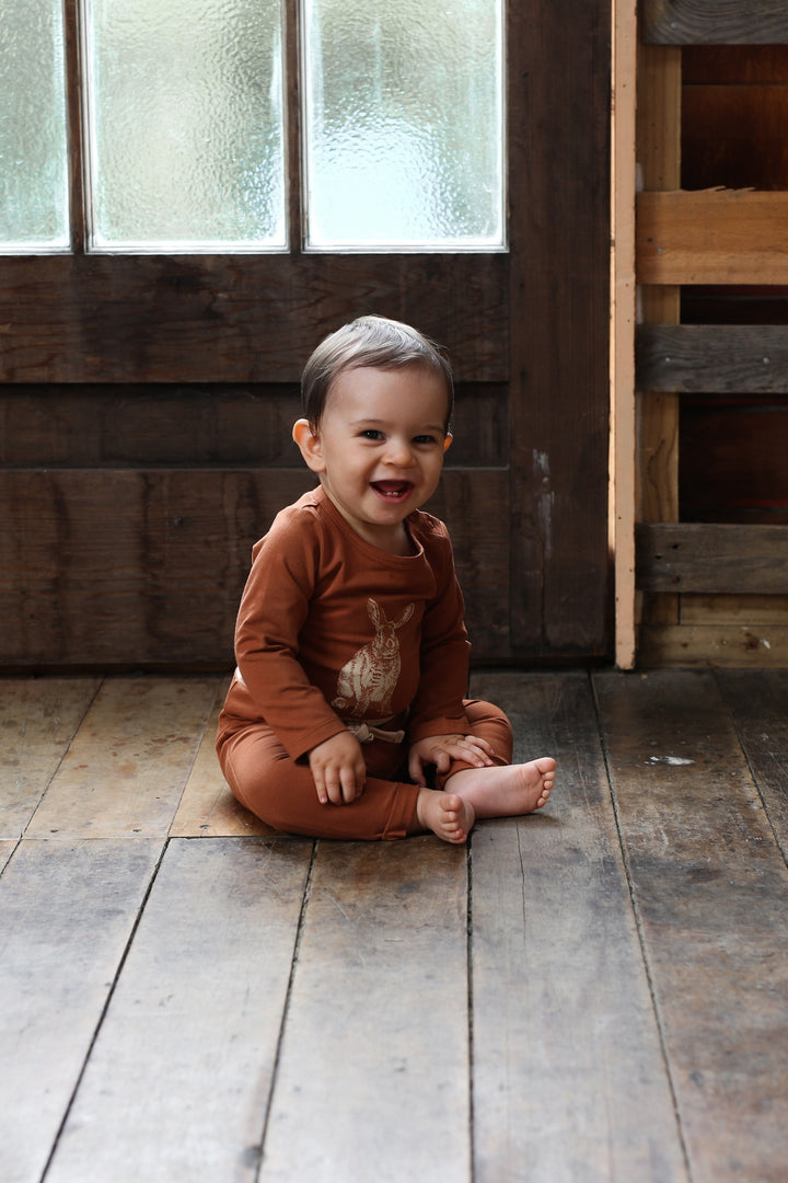 Burrow & Be | Mr Hopkins Long Sleeve Bodysuit - Chestnut 3-6m | Shut the Front Door