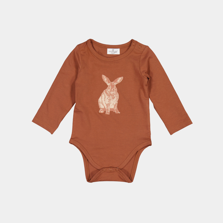 Burrow & Be | Mr Hopkins Long Sleeve Bodysuit - Chestnut 3-6m | Shut the Front Door