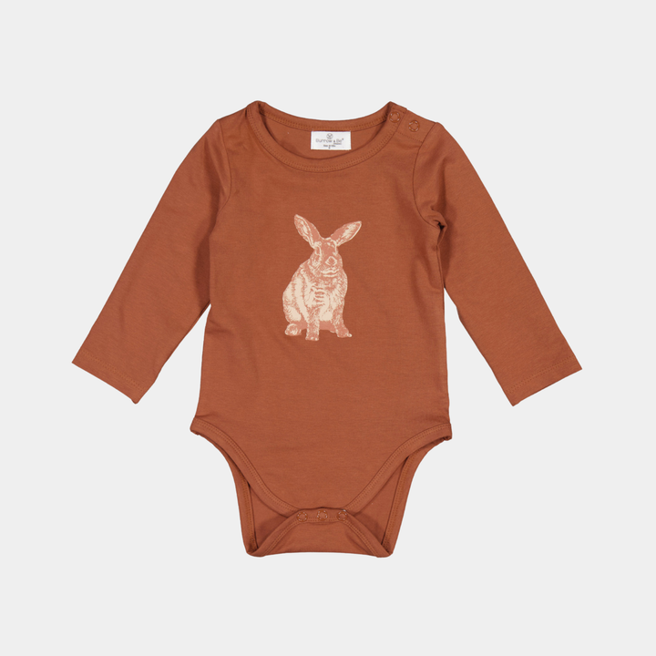 Burrow & Be | Mr Hopkins Long Sleeve Bodysuit - Chestnut 6-12m | Shut the Front Door