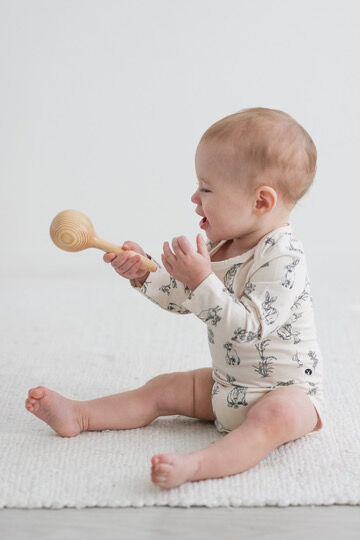 Burrow & Be | Almond Burrowers Long Sleeve Bodysuit - 6-12m | Shut the Front Door