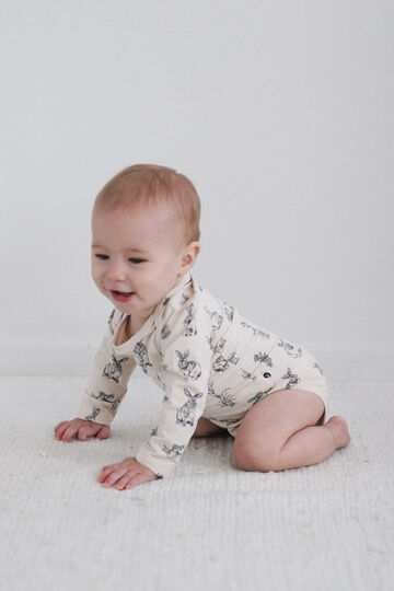 Burrow & Be | Almond Burrowers Long Sleeve Bodysuit - 6-12m | Shut the Front Door