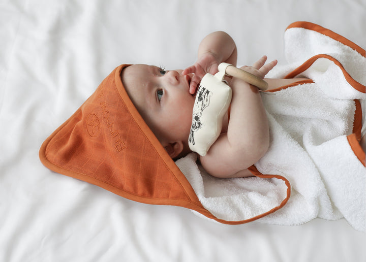 Burrow & Be | Baby Hooded Towel - Rust | Shut the Front Door