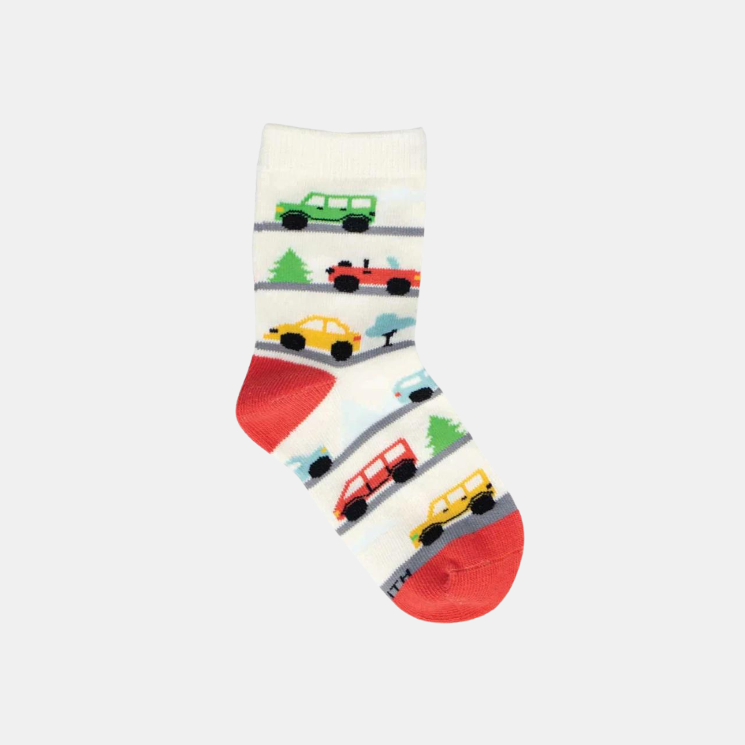 Socksmith | Socks Kids Beep, Beep, Vroom - Ivory 2-4 years | Shut the Front Door