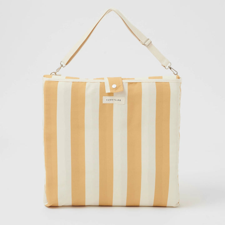 Sunnylife | Reclining Beach Chair - Mango Bay Golden Mustard Stripe | Shut the Front Door