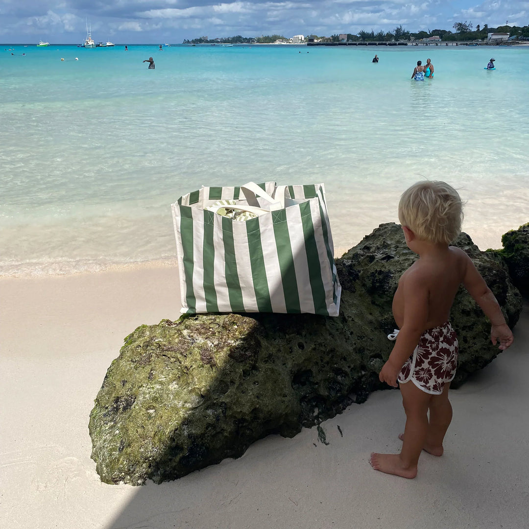 Sunnylife | Carry All Beach Bag - The Vacay Olive Stripe | Shut the Front Door
