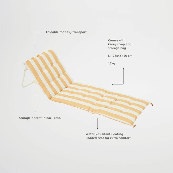 Sunnylife | Reclining Beach Chair - Mango Bay Golden Mustard Stripe | Shut the Front Door
