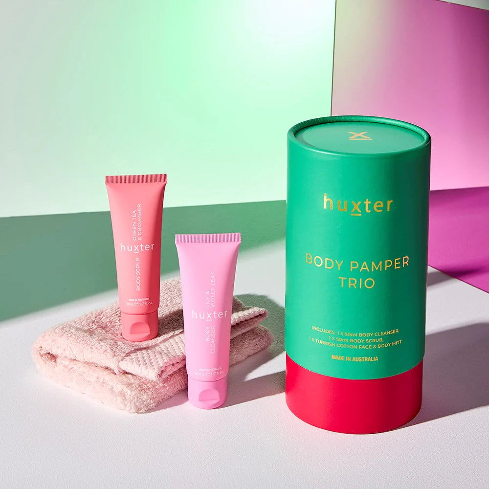 Huxter | Body Pamper Trio - Emerald with Pink | Shut the Front Door