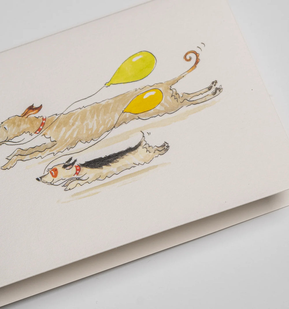 Lagom | Card Blank Running With Balloons Mini | Shut the Front Door