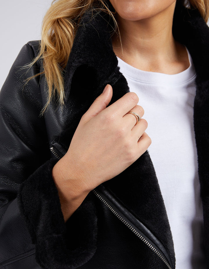 Foxwood | Moto Shearling Jacket - Black | Shut the Front Door